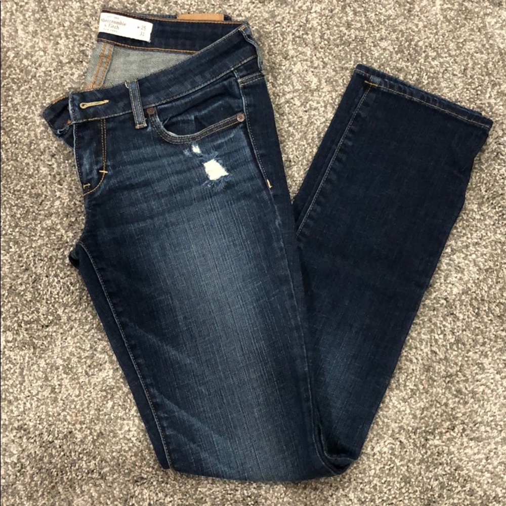 A&F dark wash skinny jeans
